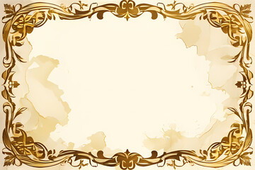 Vintage gold ornate frame on aged parchment background