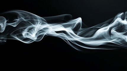 Fototapeta premium Abstract white smoke wave on black background.