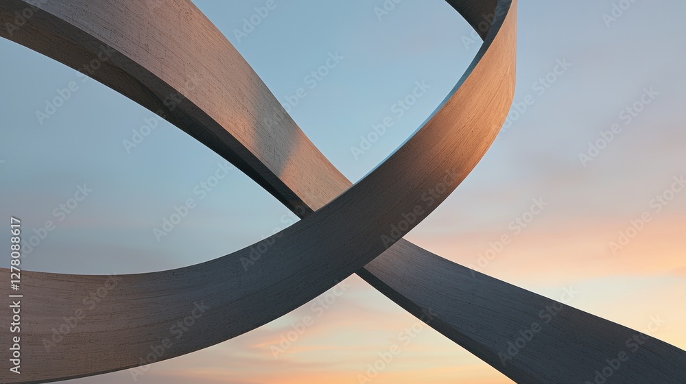 Poster close-up of an abstract sculpture. the sculpture is made up of two curved lines that form an x shape