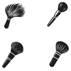 Detailed Makeup Brush Vector Silhouettes Black and White Designs