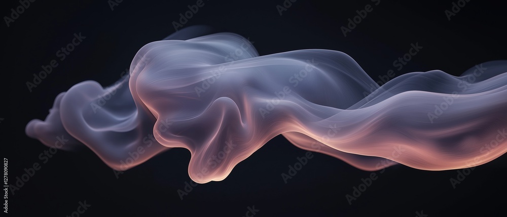 Poster abstract digital art piece that appears to be a wave-like shape. the wave is made up of multiple lay