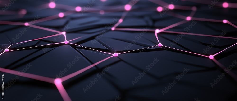 Poster digital art piece that appears to be a network of interconnected lines and dots. the lines are made 