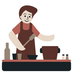 People Cooking Illustration