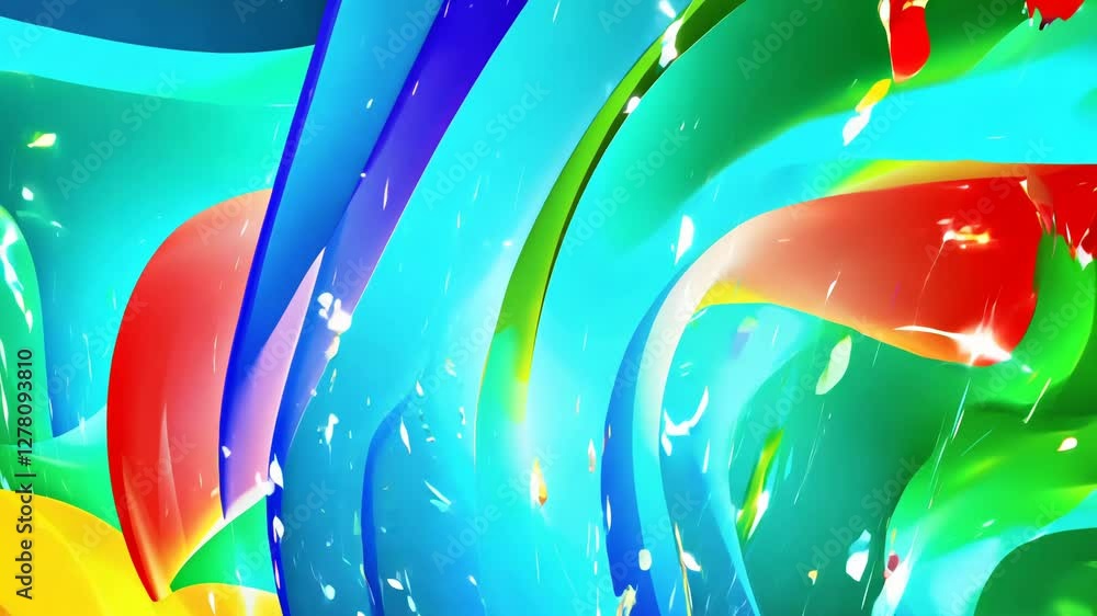 Poster A colorful background with a green and red swirl. There are many different colors in the background