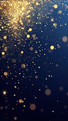 Fototapeta premium Golden sparkles falling on dark background