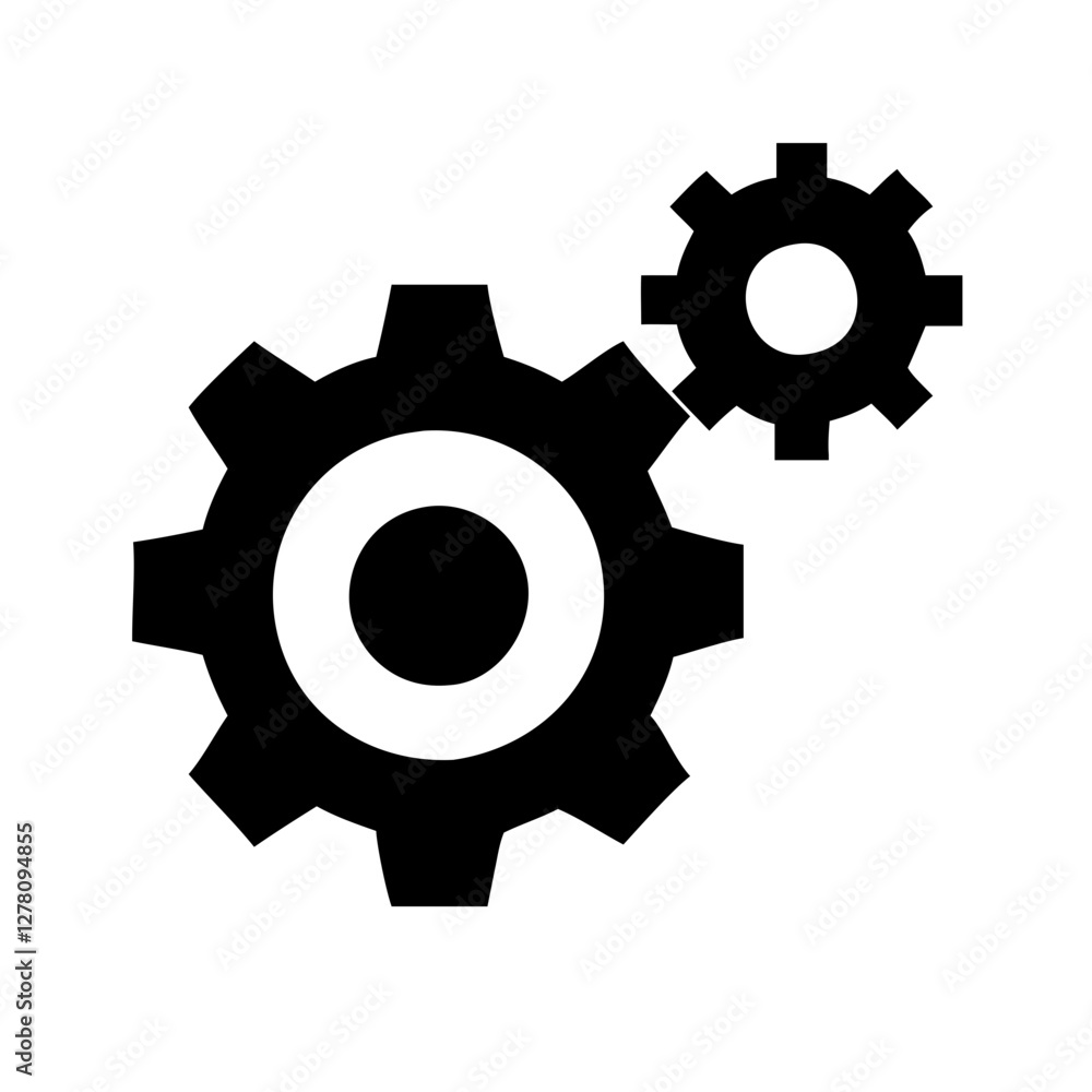 Poster gears icon in flat design representing mechanics and engineering concepts