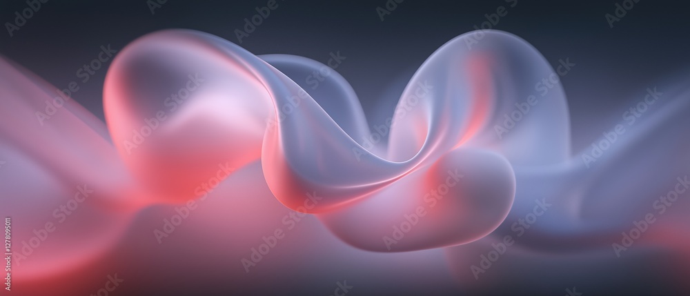 Poster abstract digital art piece that appears to be a 3d rendering of a wave or a wave-like shape.