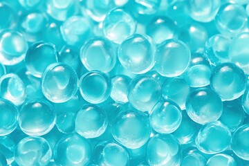 Aqua Spheres:  Close-Up View of Translucent,  Round Gel Beads,  Glistening in Light,  Amazing Texture.