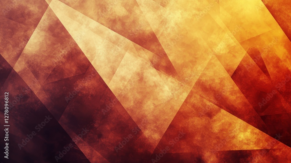 Poster an abstract image featuring angular shapes with a fiery texture