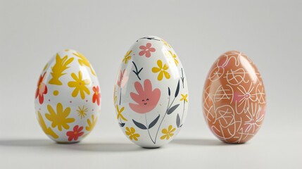 &OElig;ufs de p&acirc;ques color&eacute;s sur fond uni, couleur pastel.