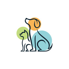 dog and cat line art logo