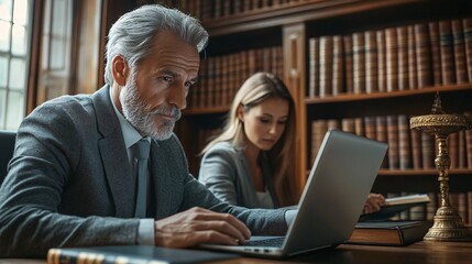 An older man and woman are using a laptop together