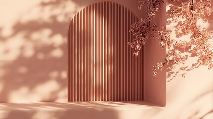Minimalist Peach Studio Background With Blossoms