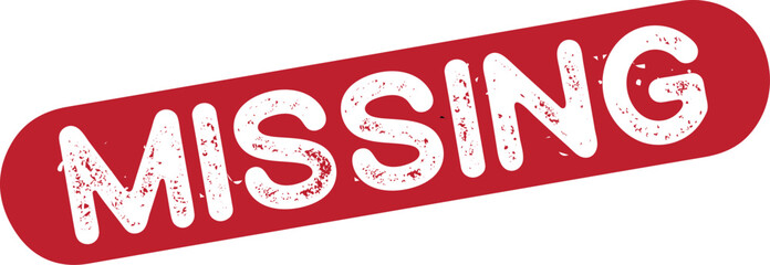 Missing red ink rubber stamp sign symbol grunge effect vector illustration miasing wanted person search case png vector