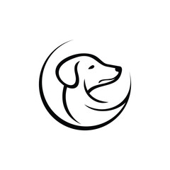 circle line art dog head logo