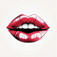 red plump female lips, human mouth, kiss.. artificial intelligence generator, AI, neural network image. background for the design.