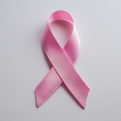 crossed pink ribbon symbol of world cancer day on a white background