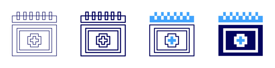 Obraz premium Medical clinic appointment icon in 4 different styles. Thin Line, Line, Bold Line, Duotone. Duotone style. Editable stroke