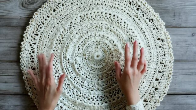 Creating a beautiful crochet doily using intricate patterns and techniques