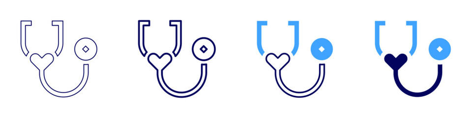 Medical clinics near icon in 4 different styles. Thin Line, Line, Bold Line, Duotone. Duotone style. Editable stroke
