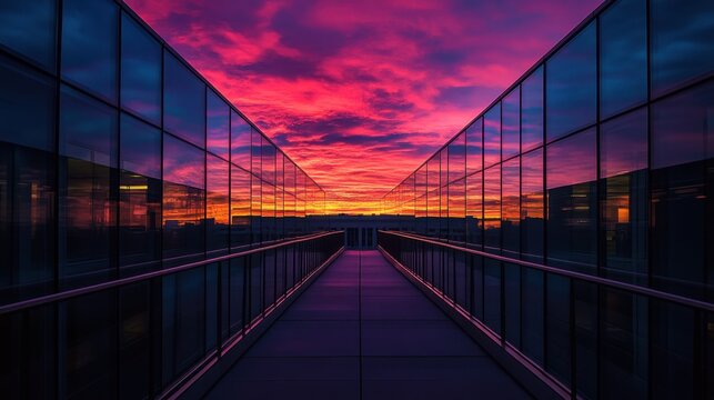 Federal Reserve building with a vibrant sunset behind it. Featuring national economic leadership and governance