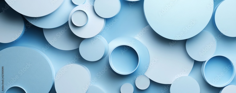 Aufkleber an abstract design of blue and white circles in various sizes, creating a modern and dynamic visual