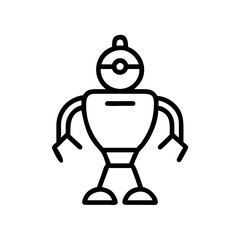 Simple Line Art Illustration of a Futuristic Robot