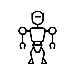 Simple Line Art Illustration of a Futuristic Robot