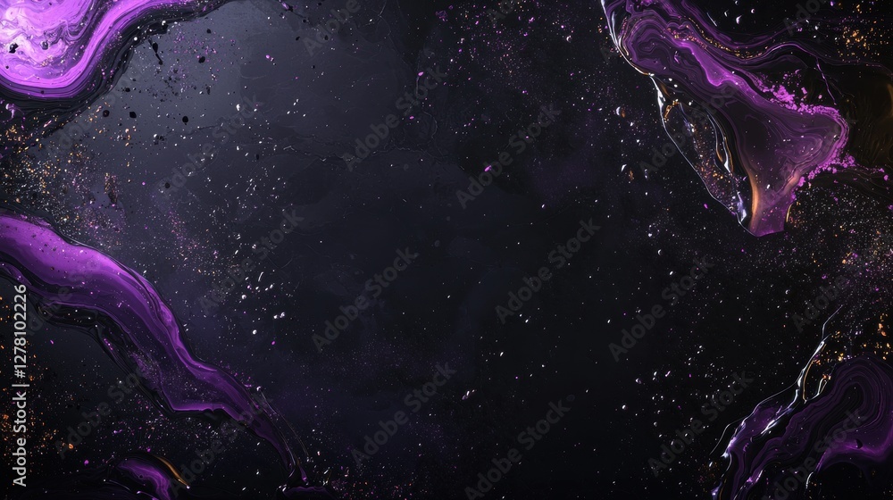 Poster vibrant dynamic digital art background featuring abstract purple fluid patterns and textures