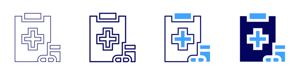 Medical emergency care plans icon in 4 different styles. Thin Line, Line, Bold Line, Duotone. Duotone style. Editable stroke