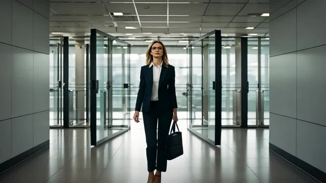 Businesswoman entering the office.