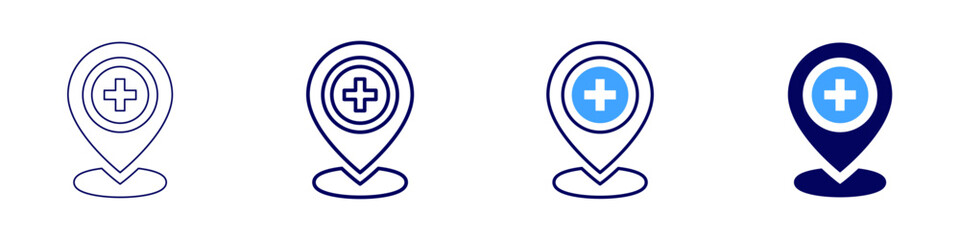 Medical facility design icon in 4 different styles. Thin Line, Line, Bold Line, Duotone. Duotone style. Editable stroke