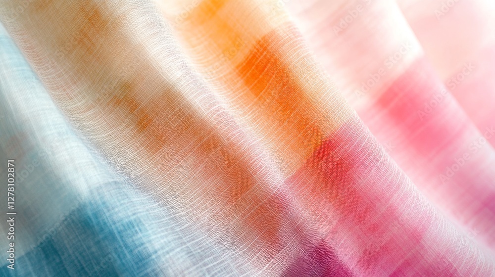 Poster the colorful fabric shows a gradient of multiple colors and patterns