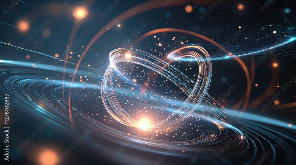 Poster dynamic fractal art with endless swirling patterns and vibrant cosmic elements, network abilities, t
