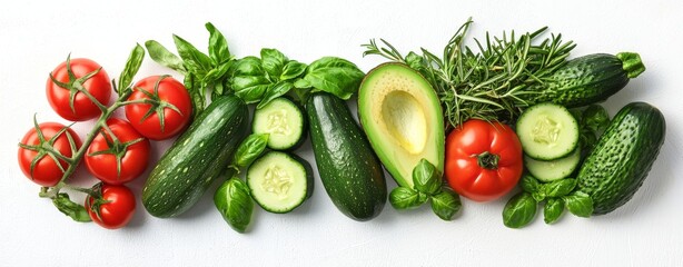 Fresh Organic Vegetables and Herbs Banner - Healthy Eating Concept