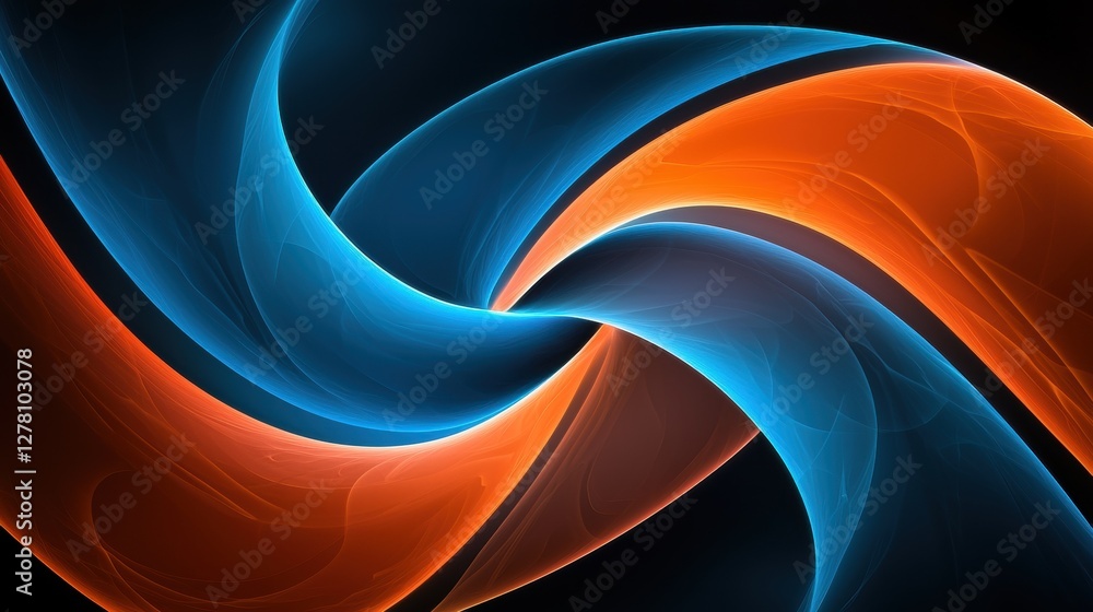 Poster stunning fractal background with delicate swirls of blue and orange in abstract design
