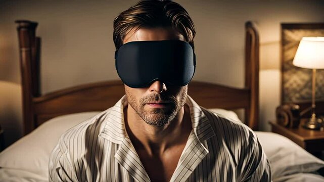 Sleepwalking person at home. Noctambulist.