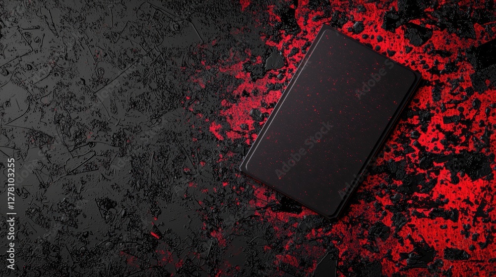Aufkleber dynamic glitch art design with fragmented elements in black and red colors