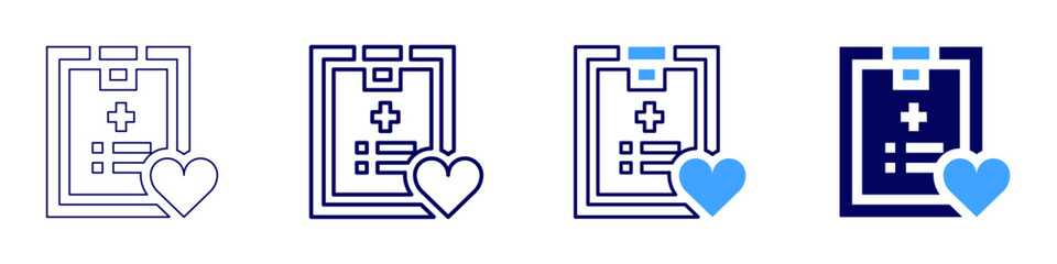 Obraz premium Medical health data icon in 4 different styles. Thin Line, Line, Bold Line, Duotone. Duotone style. Editable stroke