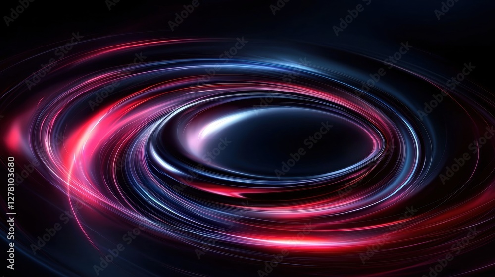 Poster pulsating abstract composition with swirling colors and light effects in dark background