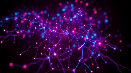 Obraz premium Bioluminescent Neural Network Visualization with Vibrant Light Effects