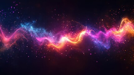 Fototapeta premium Cosmic Wave Energy Flow Abstract Digital Art Space Background with Starry Night Sky Illustration
