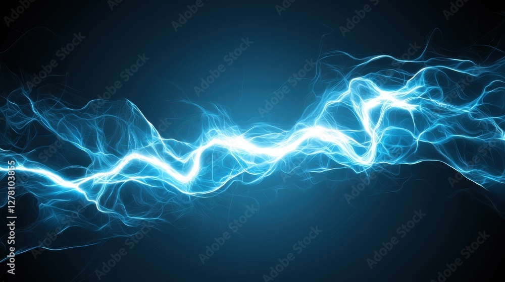 Poster electrified abstract motion effect with dynamic blue light waves and energy flow