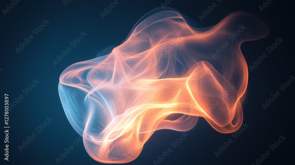 Poster expansive abstract energy field with colorful fluid motion and soft glow effect