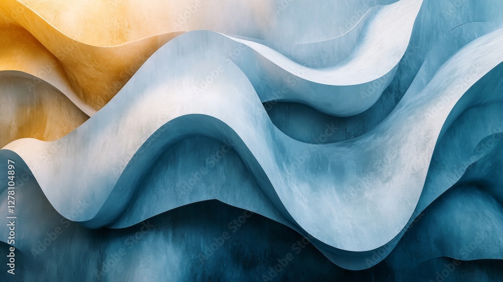Poster Abstract image depicts flowing waves of layered colors and textures