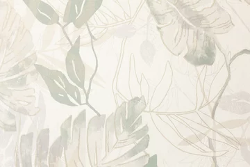 Fototapete Badezimmer Botanical blend of soft hues, artistic line work, and fluid watercolor washes create an immersive tropical aesthetic.  © Egor