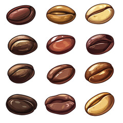 Fototapeta premium Detailed Collection of Diverse Coffee Beans in Various Colors