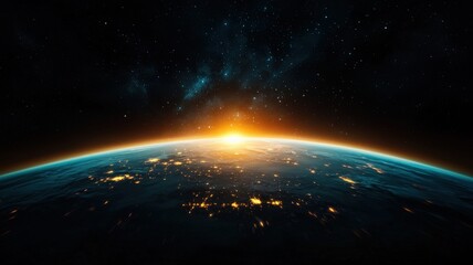 A fallen space station, pieces of debris floating above a ruined Earth, remnants of humanity's lost hope