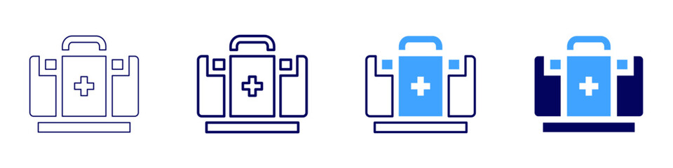 Medical patient care tools icon in 4 different styles. Thin Line, Line, Bold Line, Duotone. Duotone style. Editable stroke