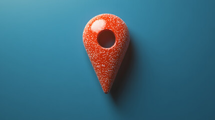 Colorful map marker on vibrant blue background, ideal for navigation themes, highlighting location and exploration concepts.